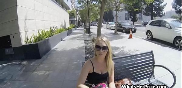 Pounding broke blonde teen from the street for a little extra money